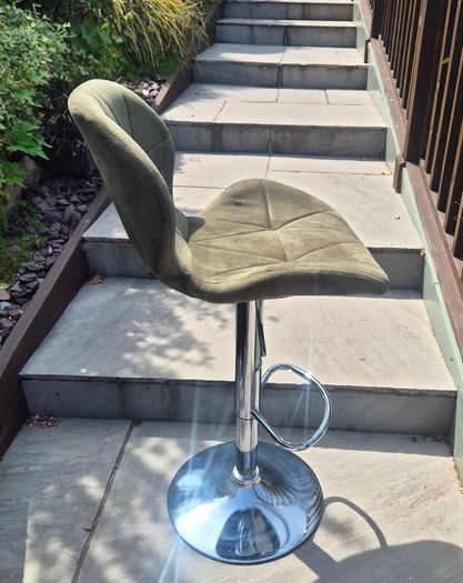 Olive Green Velvet Adjustable Bar Stool