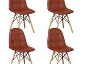 _A Set of 4 PU Leather Dining Chairs Metal Frames and Beech Hardware Legs for Dining Kitchen Office Living Room Modern Style