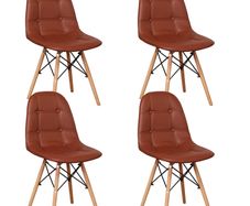 _A Set of 4 PU Leather Dining Chairs Metal Frames and Beech Hardware Legs for Dining Kitchen Office Living Room Modern Style