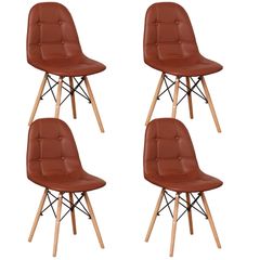 _A Set of 4 PU Leather Dining Chairs Metal Frames and Beech Hardware Legs for Dining Kitchen Office Living Room Modern Style