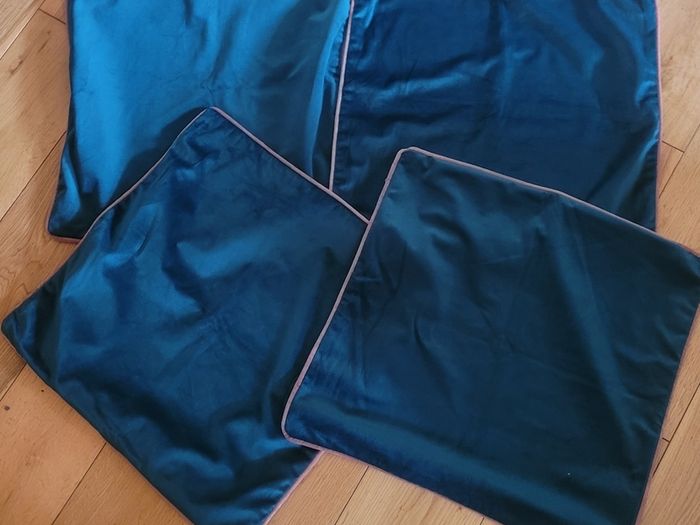 Soft Velour Emerald Green Cushion Covers x4