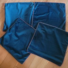 Soft Velour Emerald Green Cushion Covers x4