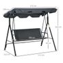 3 Seater Garden Swing Chair Seat with Canopy Grey Image 3