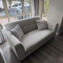 Modern two-seater sofa in light grey fabric Image 2