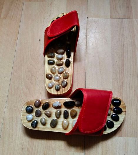 New reflexology massage slippers with stones  red