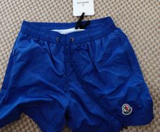 Moncler Monogram Print Swim Shorts Blue Size M (New With Tags)