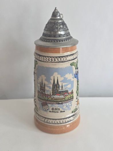 Gerz German beer stein pewter lid
