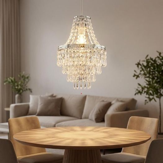 5 Tier Teardrop Crystal Beaded Chandelier Lamp Shade Pendant Light