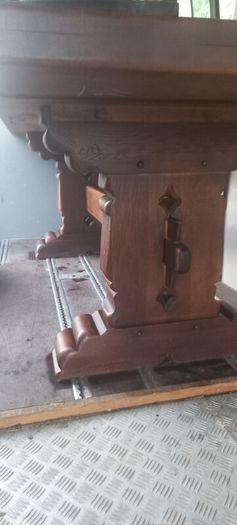 Antique 19th Century oak Monastery Table chunky well made solid with amazing patina comes with two large oak benches