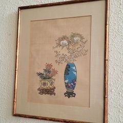 19th century framed Chinese art study on silk