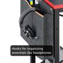 113CM Reversible Corner Gaming Desk with RGB LED Lights, Black Carbon Fibre Surface, Storage Shelves, Side Pocket & Hooks, Compact Computer Desk for Small Spaces & Home Office Image 2