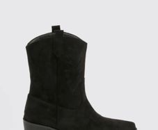 Boohoo Faux Suede Embroidered Western Cowboy Boots