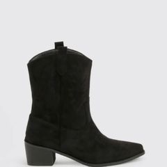 Boohoo Faux Suede Embroidered Western Cowboy Boots