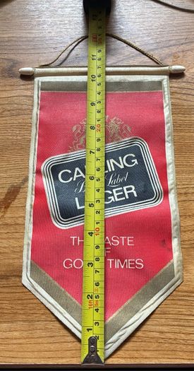 vintage pub banner Carling Black label Larger 1970s