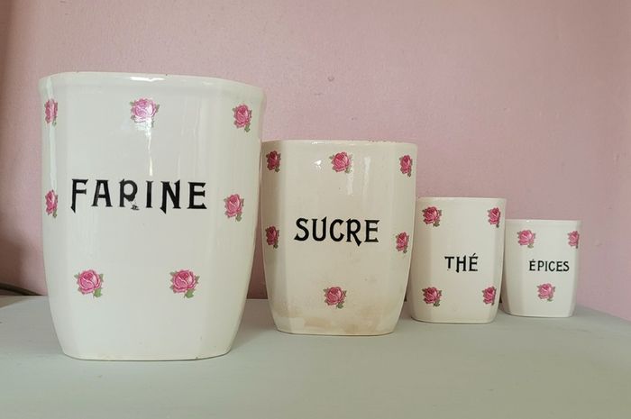 Antique french set of four porcelain cannisters