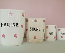 Antique french set of four porcelain cannisters