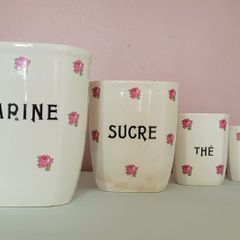 Antique french set of four porcelain cannisters