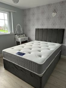 New Plush grey double bed with mattress