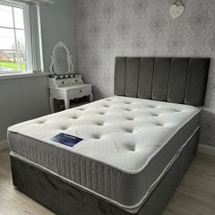 New Plush grey double bed with mattress
