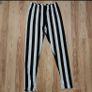 Black White Stripe Ruched bum Leggings, size 10 Image 2