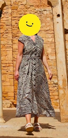 Brown cream zebra print shirt dress size 10-12 (viscose)