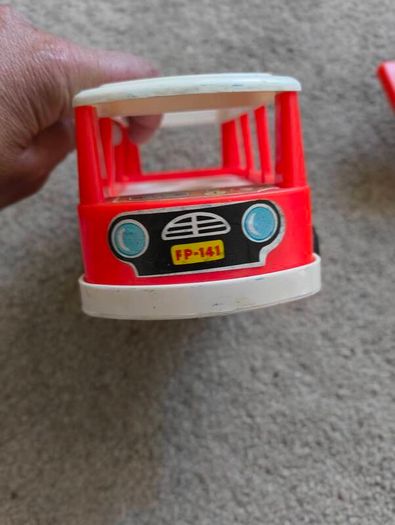 Vintage 1960s/1970s Fisher-Price Toy Lot - Jet, Mini-Bus, Train & 5 Figures