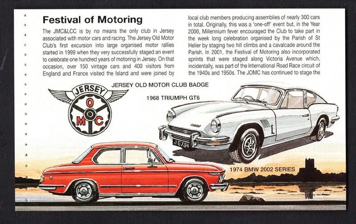 2005 Jersey Motor Festival Classic Cars Commemorative Stamps Booklet Mint Never Hinged (MNH) Photos of panes including