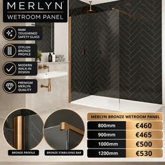 Merlyn brushed  bronze wetroom panels