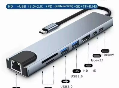 USB c Hub 8 in 2