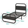 Single Bed Frame with Headboard, Black Single Bed 90x190 cm with Under-Bed Storage,Steel Slats Mattress Foundation Round Pipe Design,Black Image 2