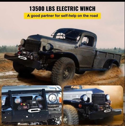 13500lbs Electric Synthetic Rope Winch 12v Recovery Truck Roller