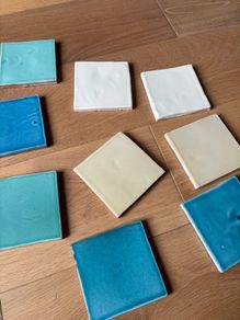 Fired Earth wall tiles - blue, turquoise, cream, white