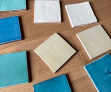Fired Earth wall tiles - blue, turquoise, cream, white