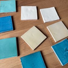 Fired Earth wall tiles - blue, turquoise, cream, white