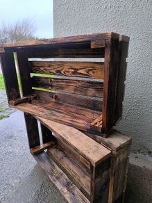 Rustic Torched Wooden Crates only 27 left 15 euro each