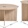 Set of 2 Round Coffee Tables Retro Look Solid Wood Beige Image 2