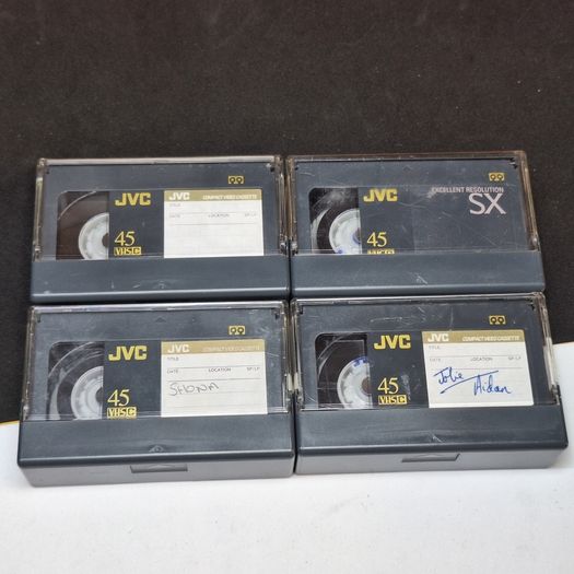 Lot of 4 Vintage JVC VHS-C Camcorder Tapes 45 Min - EHG Hi-Fi & SX Excellent Resolution