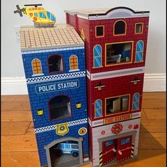 Kids Wooden Fire/police Station