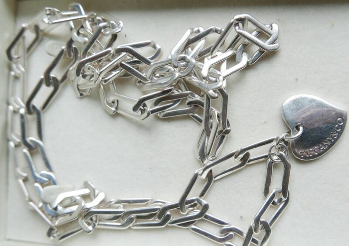 Vintage Tiffany & Co Extremely Long Heavy Chain Heart Tags Pendant In Sterling Silver 925 Length 38" Weight 67,30g