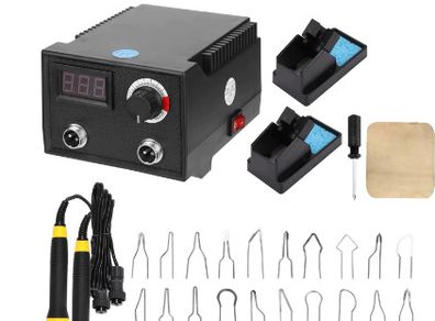 BRAND NEW 100W Soldering Iron Wood Burner Adjustable Temperature Digital Pyrography Dual Pen Burning Machine