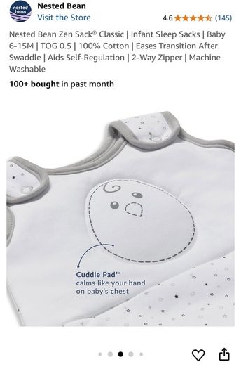 Nested Bean Weighted Sleep Sack Classic 6-15mo 0.5 TOG - Transition after swaddle