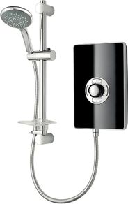 Collection 2  Shower Electric 9.5 KW  Triton Aspirante I Black Gloss I Electrical Showers | with Showerhead and Anti Twist Hose | Best Electric Shower Units for Bathrooms