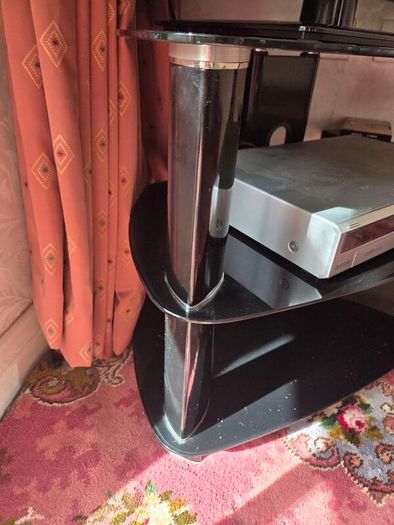 tv stand bench black with chrome reduced