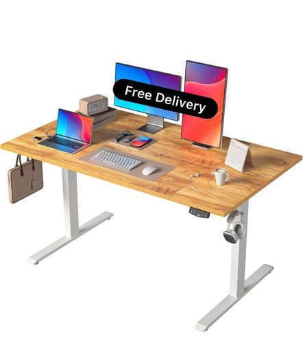 Height-Adjustable Electric Desk, 140x80 cm Sit-Stand Office Desk