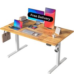 Height-Adjustable Electric Desk, 140x80 cm Sit-Stand Office Desk