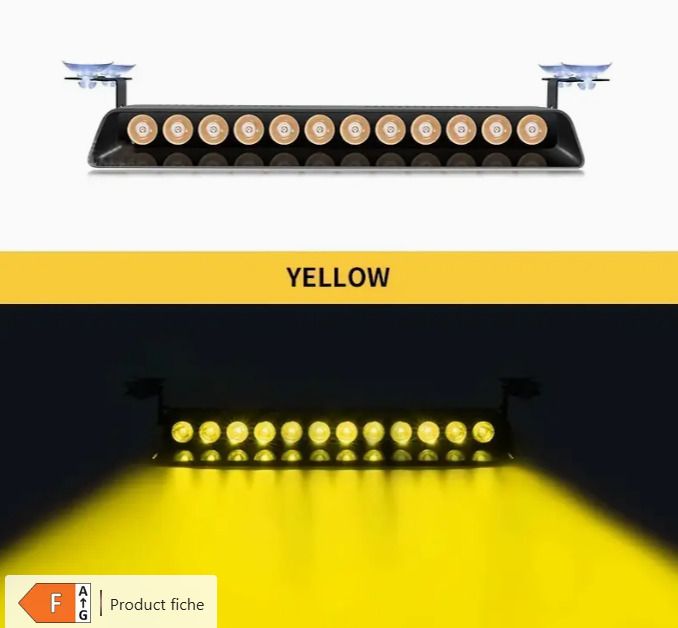 12-Led Strobe Flash Light Emergency Warning with Suction Cups
