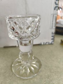 Vintage old Cut Crystal Candlestick, tea lite ,Candle Holder from the 1920s