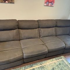 4 seater fabric couch with reclining seats