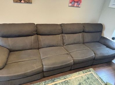 4 seater fabric couch with reclining seats