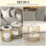 Set of Two Marble-Effect Coffee Tables - White/Gold-Tone Image 7